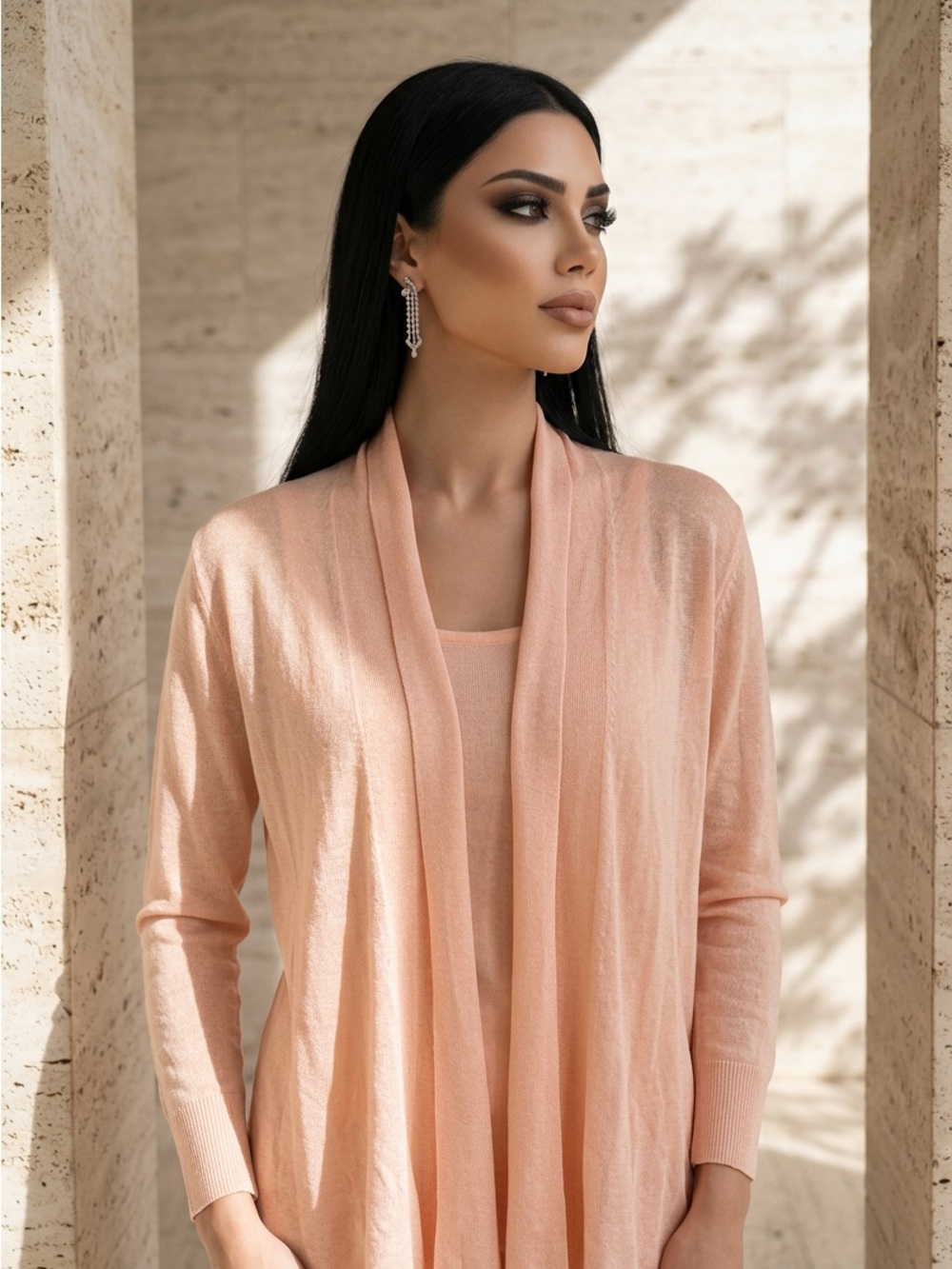 Joe Fresh Light Blush Open-Front Cardigan